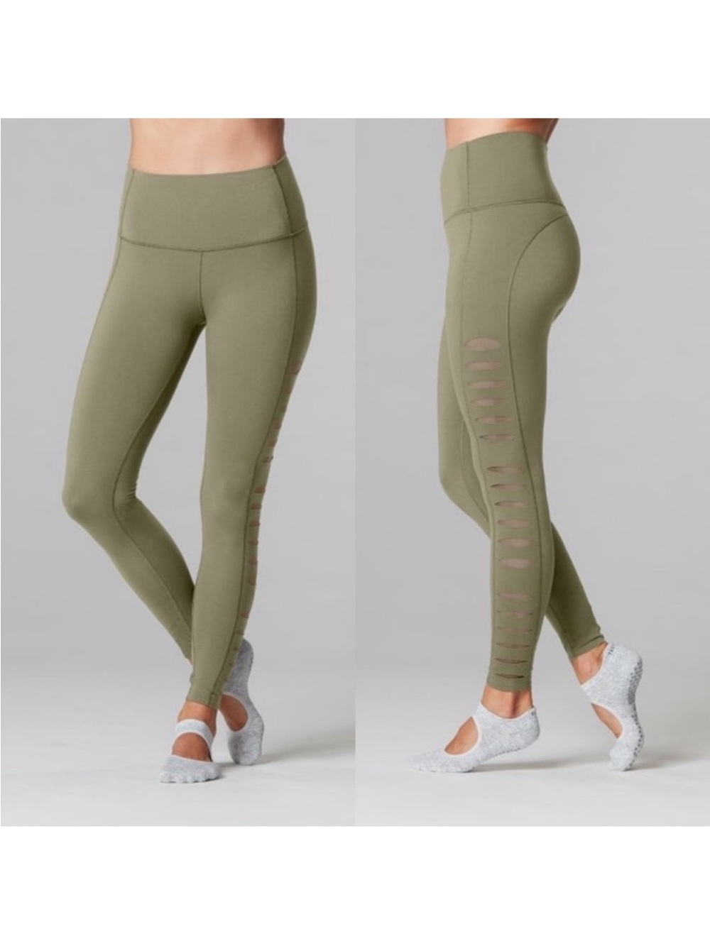 Tavi Noir High-Rise Olive Green Laser Cut Sculpting Leggings M